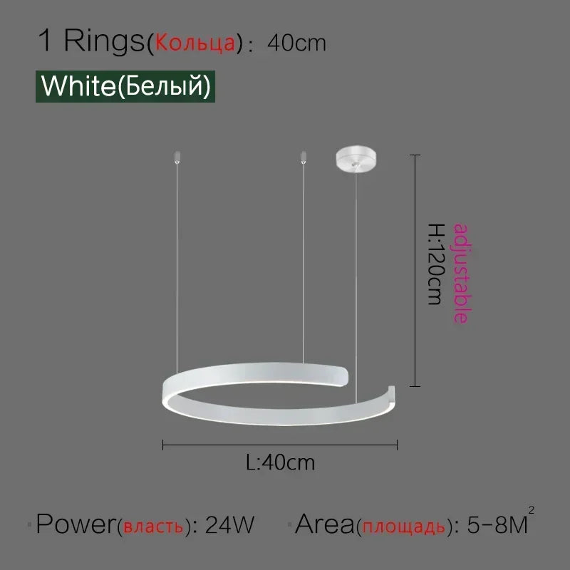 Nordic Copper Ring Pendant Light for Dining Room