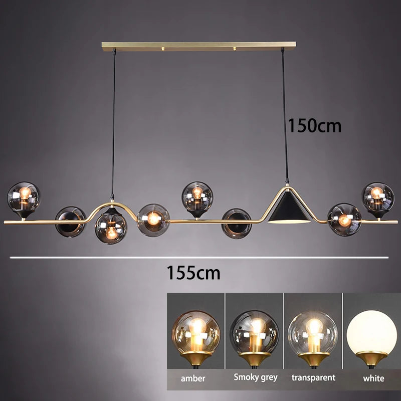 Nordic Iron Glass Pendant Light for Dining Room