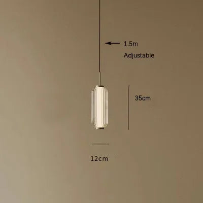 Modern Ribbed Glass Capsule Linear Chandelier in Gold for Dining Table