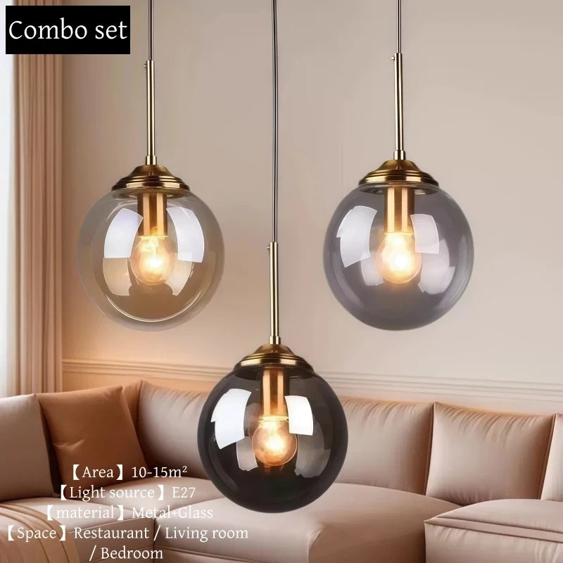 Nordic Glass Metal Pendant Light for Dining Room
