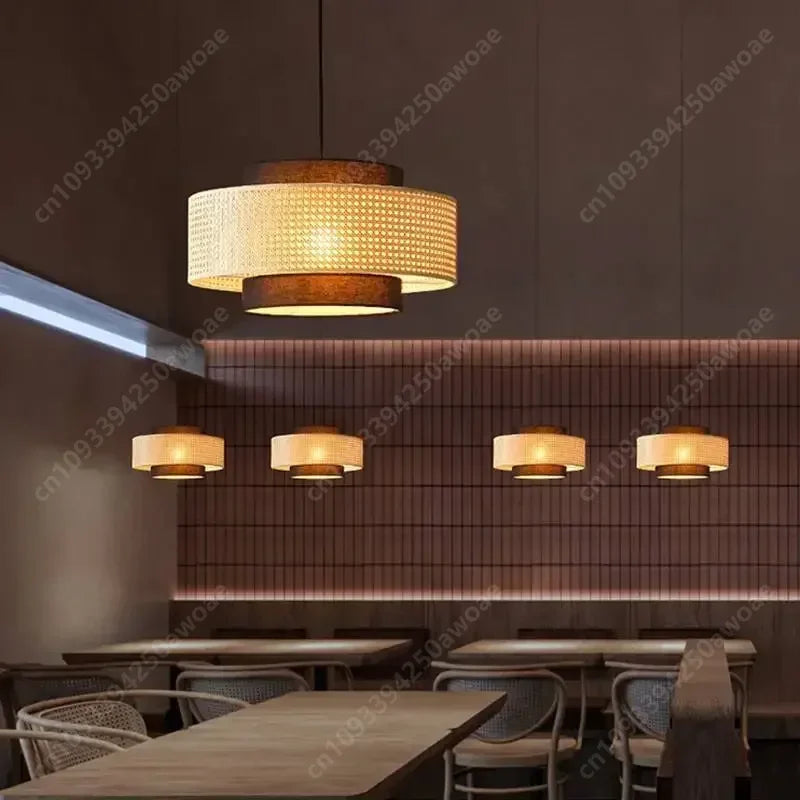 Bohemian Rattan Woven Pendant Light for Dining