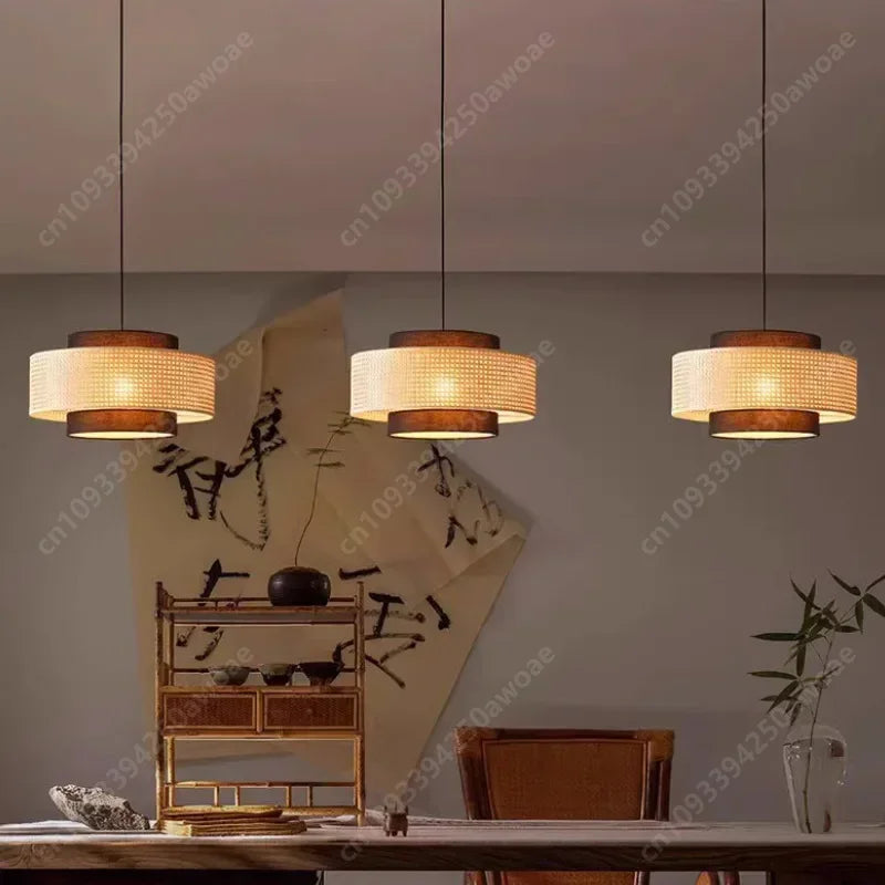 Bohemian Rattan Woven Pendant Light for Dining