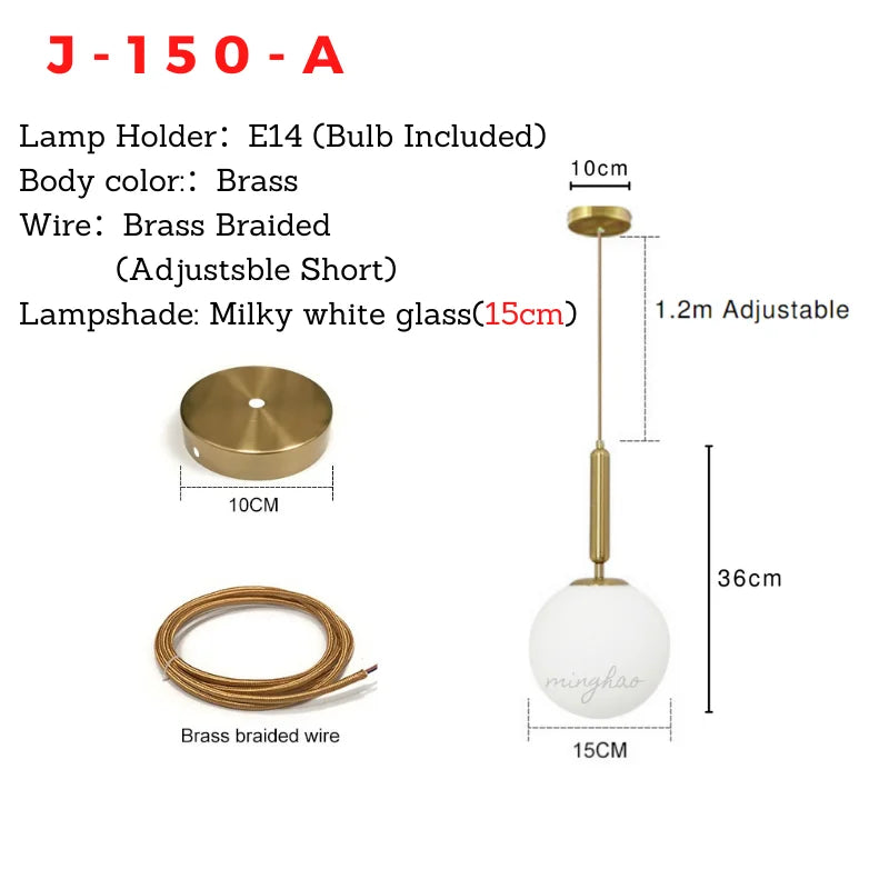 Nordic Minimalist Glass Ball Pendant Light