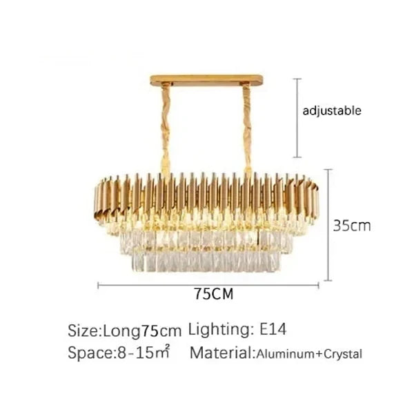Black Gold Crystal Chandelier Modern Ceiling Light