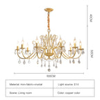 Gold Wrought Iron Crystal Chandelier