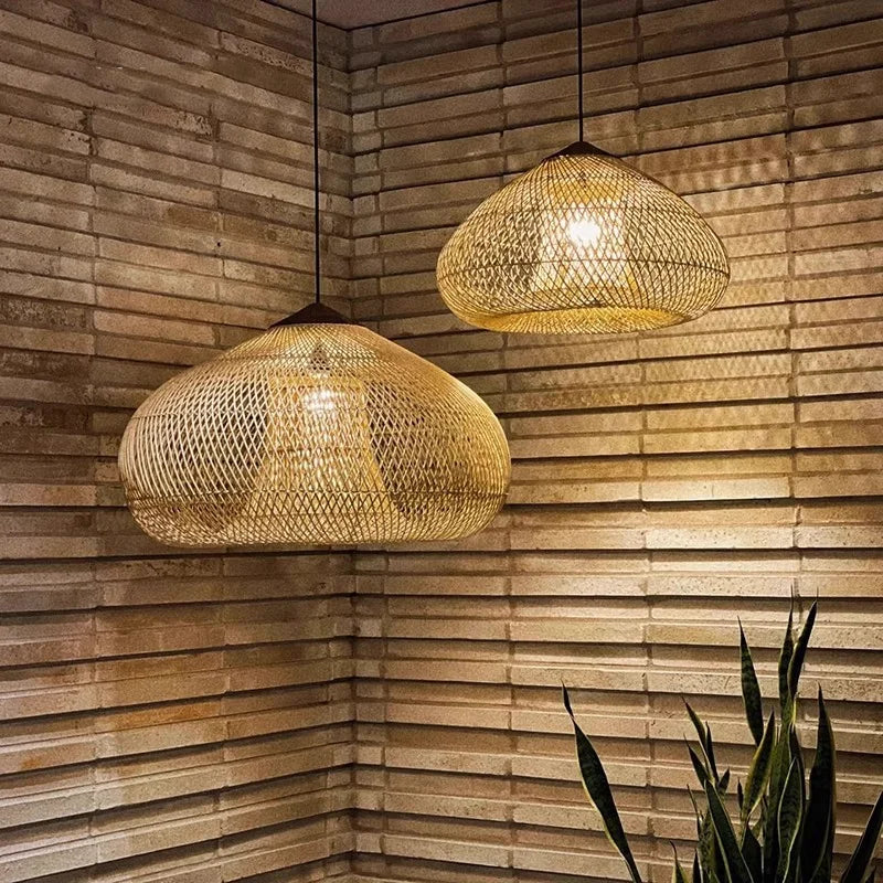 Bohemian Rattan Pendant Light for Dining Room