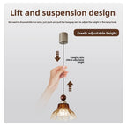Vintage Glass Pendant Light with Iron Frame