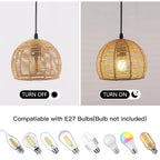 Bohemian Rattan Pendant Light for Dining Room