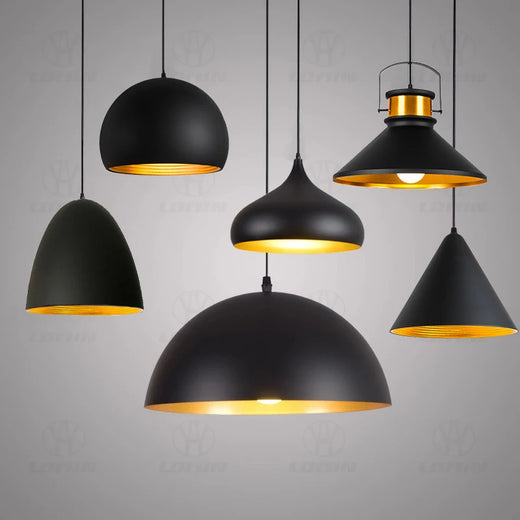 Lámpara colgante industrial de hierro negro para comedor