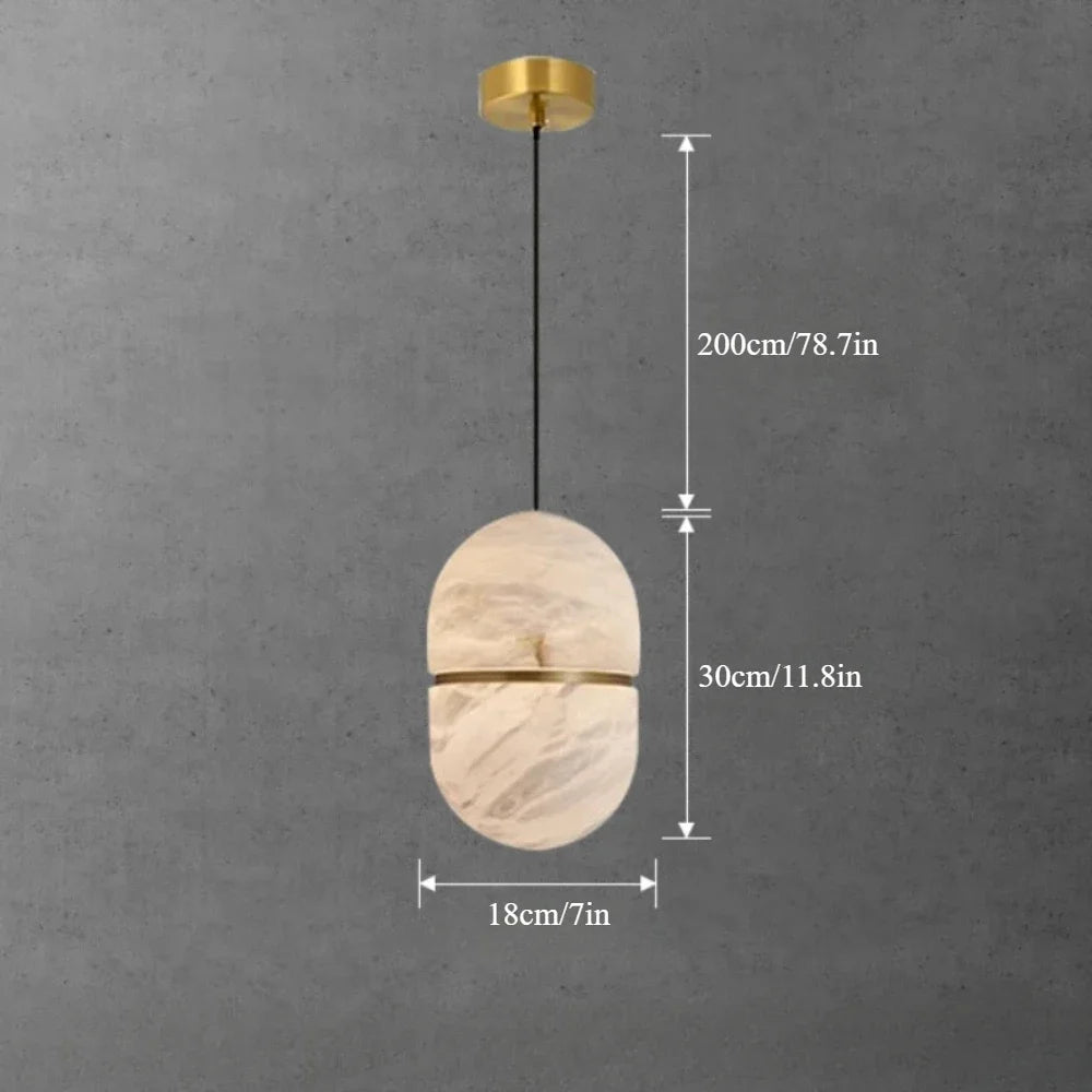 Minimalist Marble Pendant Light with Copper Accent
