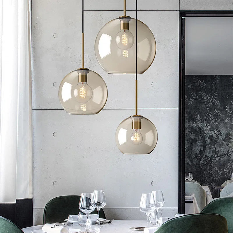 Nordic Glass Pendant Light Cognac for Dining Room
