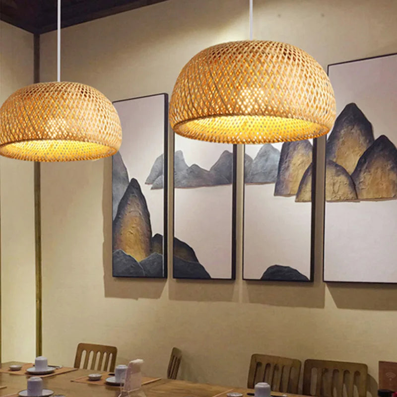 Bohemian Rattan Woven Pendant Light 26cm