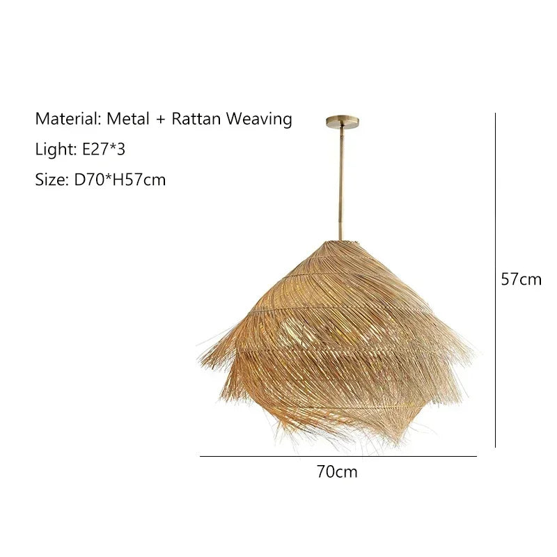 Wabi Sabi Hand Woven Seagrass Pendant Light for Dining Room