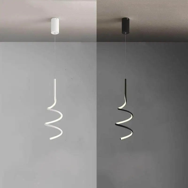 Nordic LED Spiral Pendant Light for Bedroom