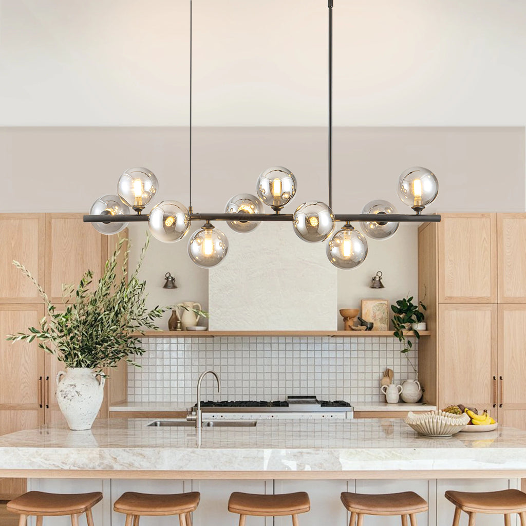 Mid-Century Modern Iron Pendant Light with Smoked Glass
