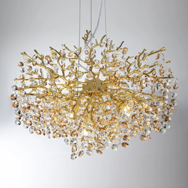 Modern Gold Branch Crystal Chandelier for Dining Room