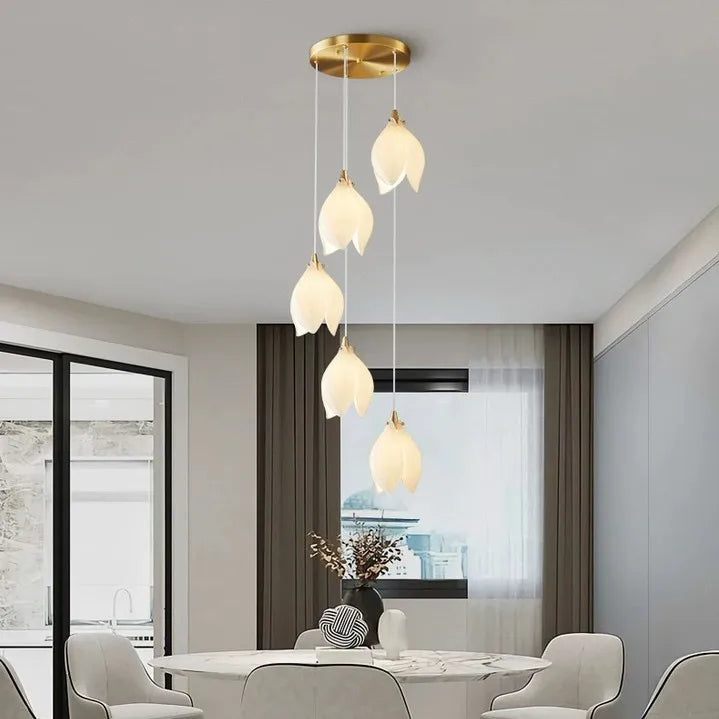 Nordic Ceramic Petal Pendant Light for Dining Room