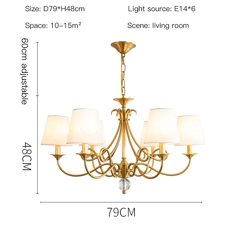 Copper Chandelier Modern Nordic Style Pendant Light