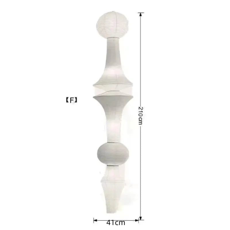 Wabi Sabi Rice Paper Style Totem Pendant Light for Staircase and Living Room