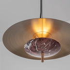 Minimalist Iron Pendant Light with Marble Detail
