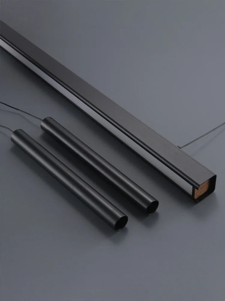 Lámpara colgante lineal minimalista de aluminio negro