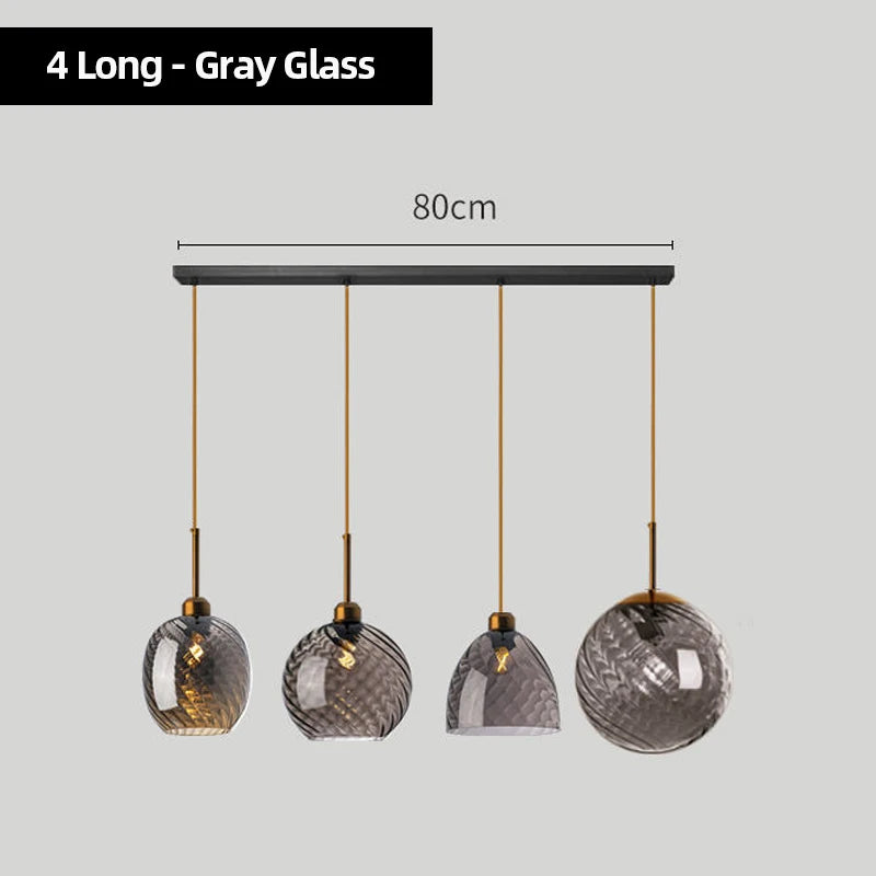 Modern Swirl Glass Pendant Light in Smoked Gray and Amber for Kitchen Island