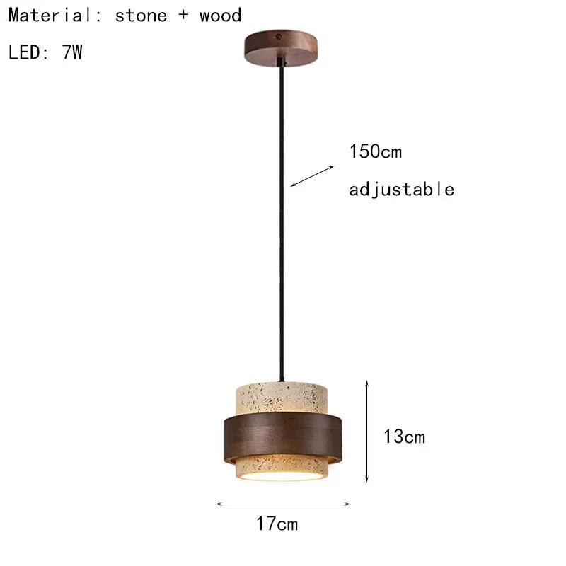 Nordic Wood Stone Pendant Light for Dining Room