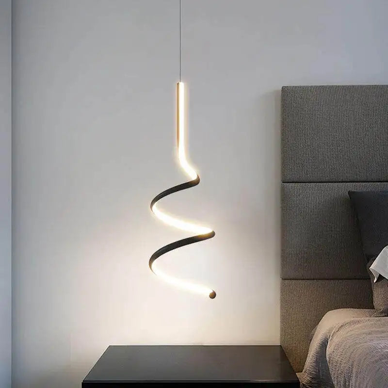 Lámpara colgante LED espiral nórdica para dormitorio