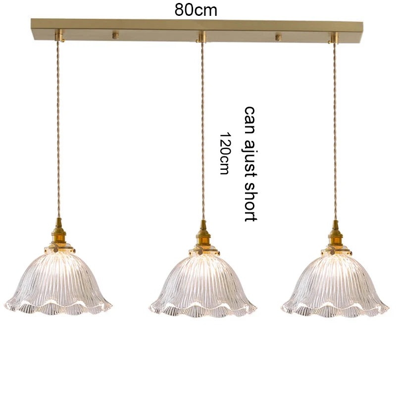 Retro Colored Glass Pendant Light Collection with Brass Fitting for Cafe