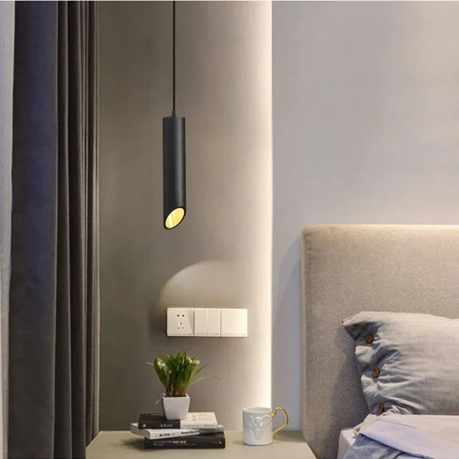 Modern Dimmable LED Spotlight Tube Pendant in Black and White for Kitchen Island