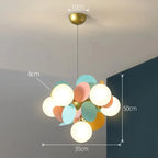 Colorful Branch Chandelier with Opal Glass Balls for Kids Room and Living Room