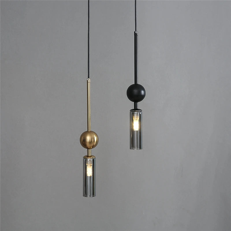 Nordic Light Luxury Pendant Lights Gold Black Iron Art Chandeliers LED Restaurant Bedroom Bedside Glass Decoration Hanging Lamp