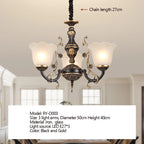 Modern Glass Chandelier with Iron Frame