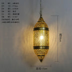 Moroccan Carved Brass Lantern Pendant Light for Restaurant and Hallway