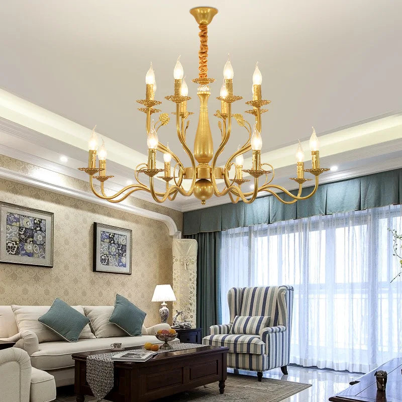 Modern Black Gold Wrought Iron Chandelier