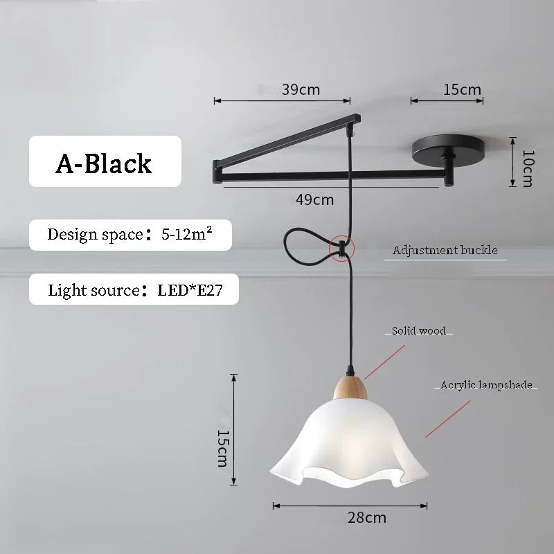 Nordic Iron Swing Arm Pendant Light for Dining Room