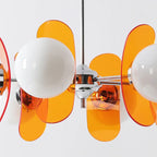 Retro Glass Pendant Light with Amber Accents