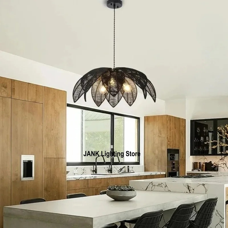 Bohemian Rattan Woven Pendant Light for Dining