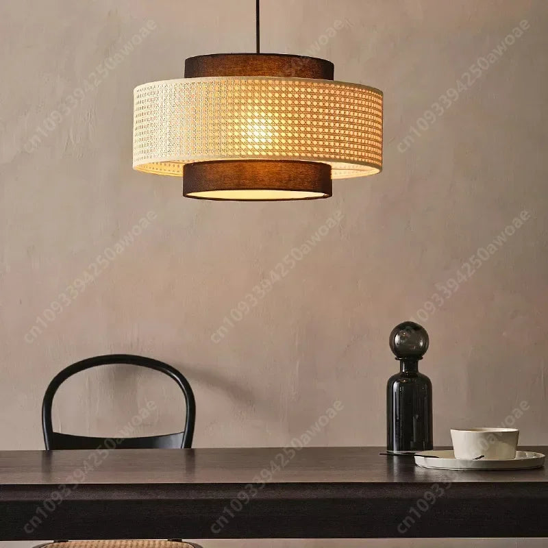Bohemian Rattan Woven Pendant Light for Dining