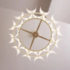 Wabi Sabi Textured Panel Ring Chandelier in Cream White for Living Room