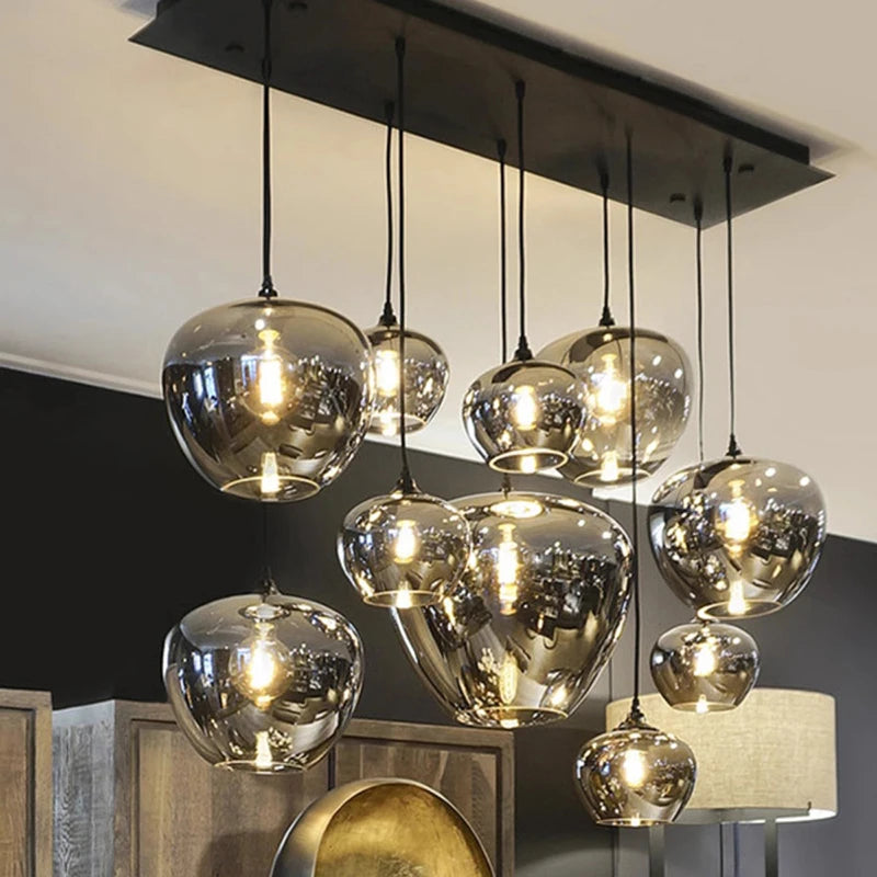 Nordic Smoke Glass Pendant Light for Dining Room