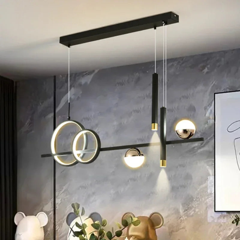 Minimalist Iron Pendant Light with Brass Accents