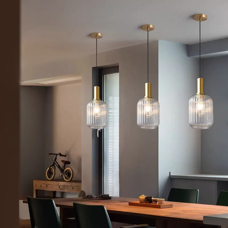 Nordic Glass Pendant Light with Copper Finish