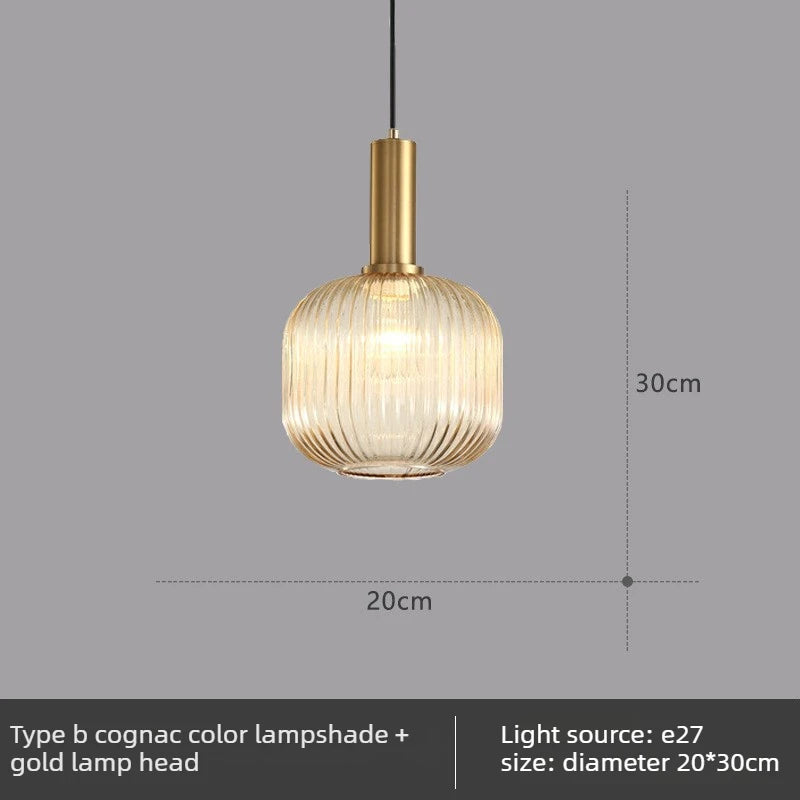 Nordic Glass Pendant Light with Copper Finish