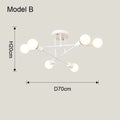 Modern Gold Sputnik Semi Flush Ceiling Light for Bedroom and Living Room