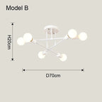 Modern Gold Sputnik Semi Flush Ceiling Light for Bedroom and Living Room