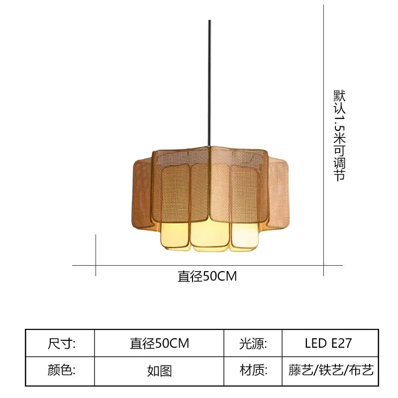 Bohemian Rattan Pendant Light for Dining Room
