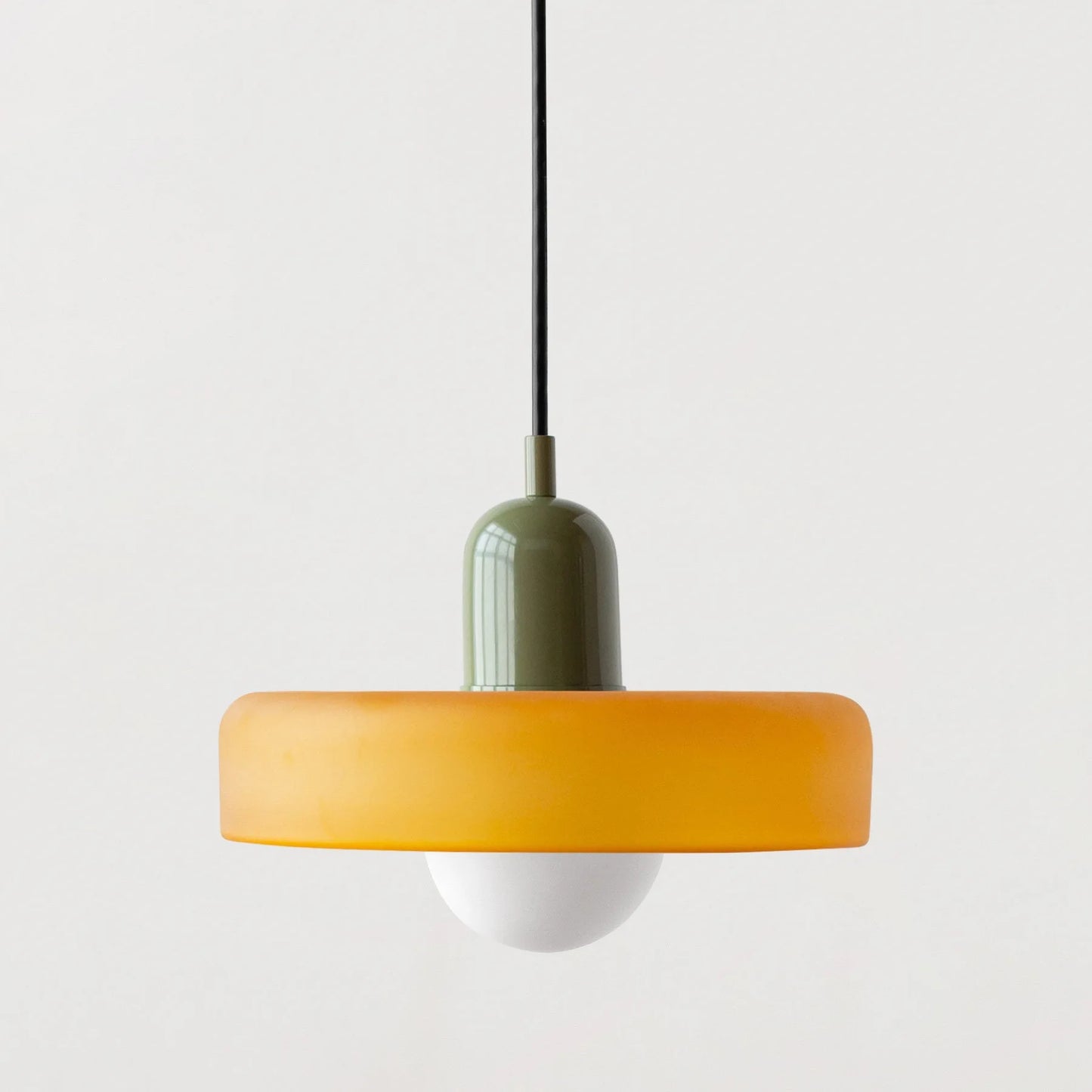Nordic Glass Pendant Light with Colored Metal Shade