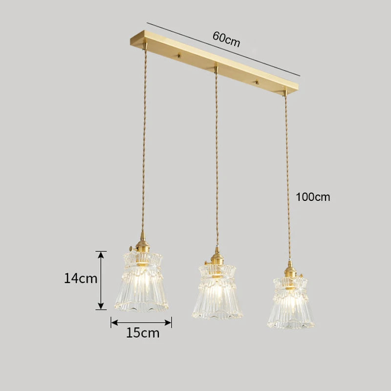 Nordic Glass Pendant Light with Brass Fixture