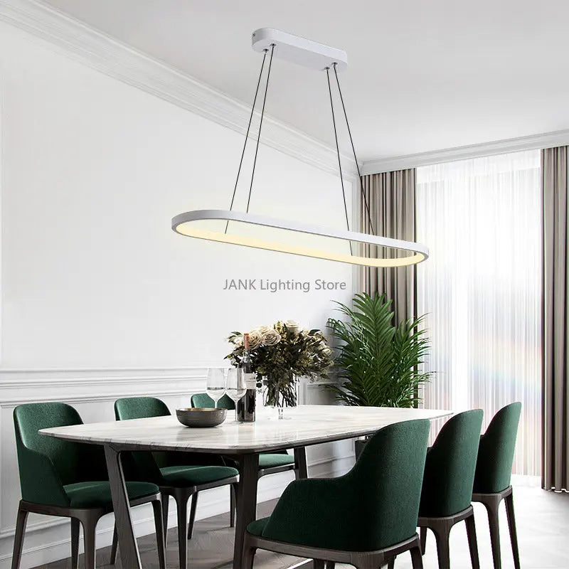Lámpara colgante LED minimalista con diseño de tira ovalada